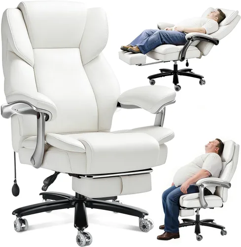 Vista 11 de Silla de oficina grande y alta de 600 libras para personas pesadas, silla de escritorio de oficina ejecutiva resistente y cómoda con soporte lumbar