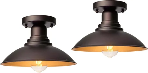 Vista 11 de GOLDHILL Luz de Granero Exterior Negra con Cuello de Ganso, Luces de Tocador de Estilo Granja con Base E26, Luces Exteriores Redondas para Casa
