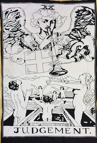 Vista 3 de Indian Consigners - Tapiz de cartas de tarot coloridas, pósteres pequeños de algodón, Europa medieval (100 CM x 75 CM) (Muerte)