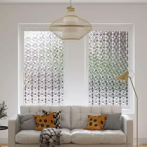 Vista 3 de Película de ventana de diamantes 3D, película de privacidad esmerilada, calcomanías decorativas de vinilo para ventana, adhesivos estáticos, sin