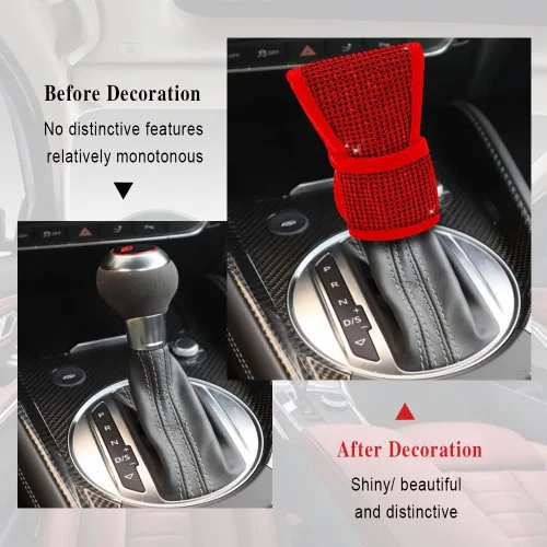 Vista 6 de Bling Auto - Funda para pomo de palanca de cambios con diamantes de imitación brillantes de cristal, accesorios universales para decoración