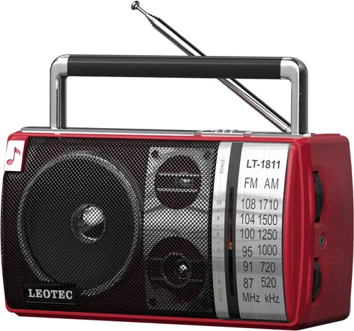 Vista 8 de LEOTEC Radio AM FM, radio Bluetooth portátil, enchufe de pared o funciona con pilas, mejor recepción con conector para auriculares, de mano, ideal