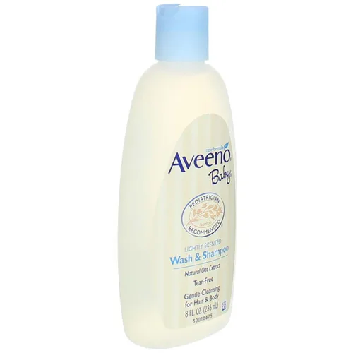 Vista 2 de Aveeno Jabón y champú para bebé para cabello y cuerpo, sin desgarros, 8 onzas líquidas