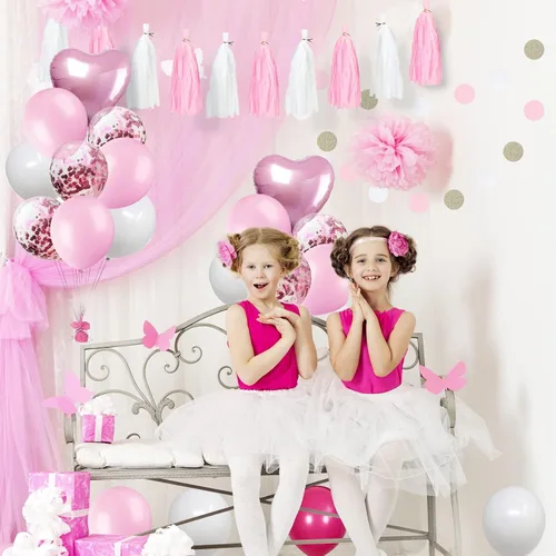 Vista 6 de Decoraciones de cumpleaños número 41 para mujer, globos rosas y blancos, suministros de fiesta que incluyen pancarta de feliz cumpleaños, globos