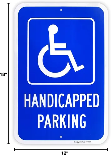 Vista 5 de Letrero grande de estacionamiento para discapacitados, 18 x 12 pulgadas, aluminio libre de óxido 040, reflectante, con protección UV y resistente a