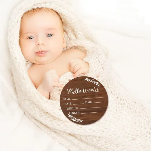 Vista 3 de Letrero de anuncio de bebé, letreros de Hello World para recién nacido, letrero de nombre de bebé, letreros de anuncio de nacimiento para accesorios