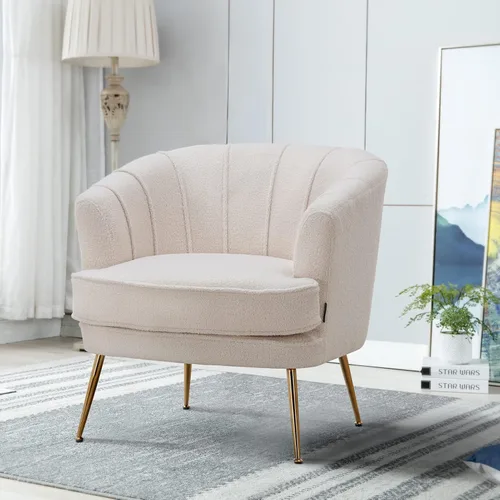 Vista 12 de Artechworks Silla de barril moderna de terciopelo con acento, sillón con patas doradas para sala de estar, dormitorio, oficina en casa, silla