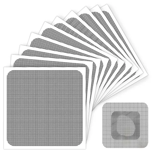 Vista 10 de Matenf - Juego de parches para reparación de mosquitero, 10 parches, 10.2*4.8 cm & 4.8*4.8 cm, Negro, cinta de malla de mosquitero de 3 capas