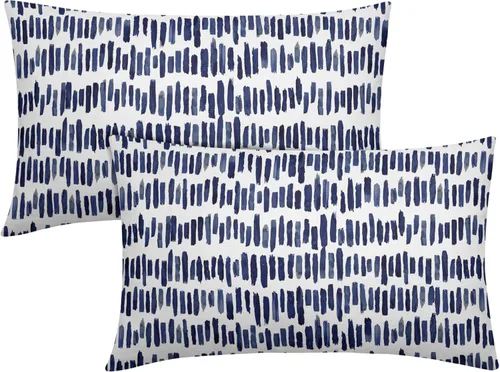 Vista 26 de Juego de 2 fundas de almohada de rayas negras para exteriores, 16 x 16 pulgadas, diseño geométrico de rayas abstractas, algodón y lino, cuadradas