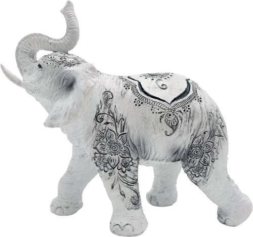 Vista 3 de George S. Chen Imports Figura de estatuilla coleccionable y decoración de elefante tailandés (trono elevado - Elefante tailandés, 88246 blanco)