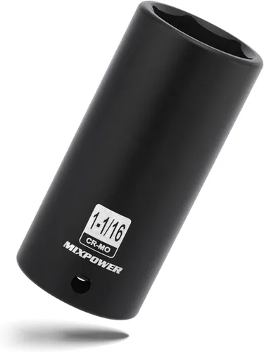 Vista 29 de MIXPOWER Zócalo de impacto poco profundo de 1/2", CR-MO, 1-1/4", 6 puntos, diseño de esquina de radio, tuerca de eje de grado de impacto para fácil
