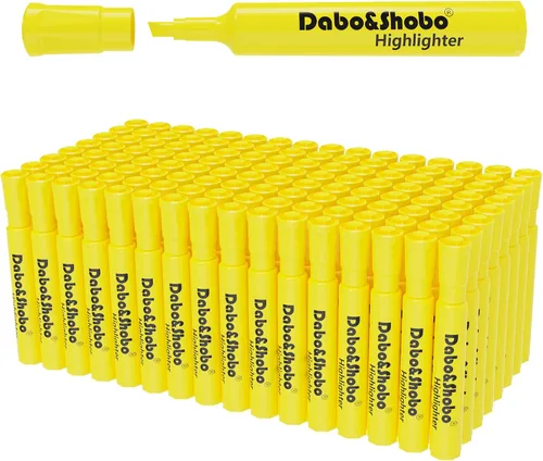 Dabo&Shobo Paquete de 108 resaltadores amarillos estilo tanque, marcadores de punta de cincel para colorear