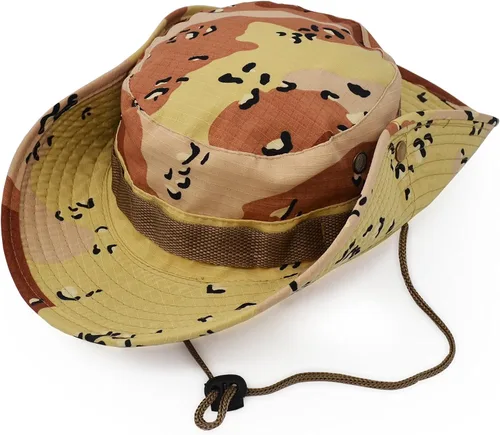 Vista 13 de Sombrero de ala ancha para exteriores, sombrero de protección solar, estilo clásico del ejército de combate de los Estados Unidos, gorra de sol
