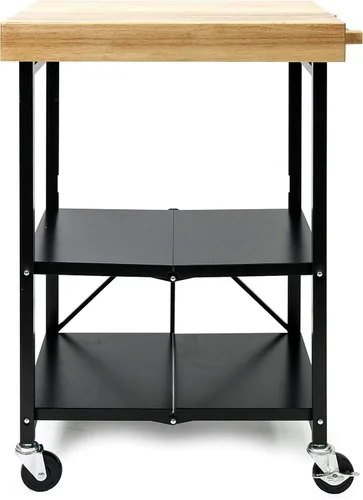 Vista 7 de Origami Carrito plegable para isla de cocina, organizador de mesa de almacenamiento con ruedas, color blanco