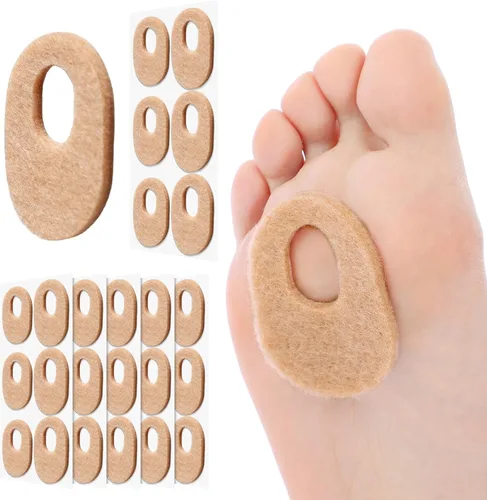 Vista 12 de WILLBOND 60 almohadillas para callos de fieltro suave, forma ovalada, almohadillas de maíz para la parte inferior del pie, cojín de maíz adhesivo