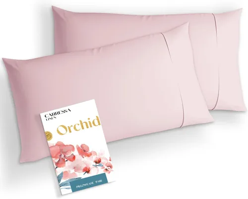 Vista 17 de Carressa Linen Juego de 2 fundas de almohada 100% algodón egipcio tamaño estándar/Queen de 1000 hilos, fundas de almohada suaves, transpirables