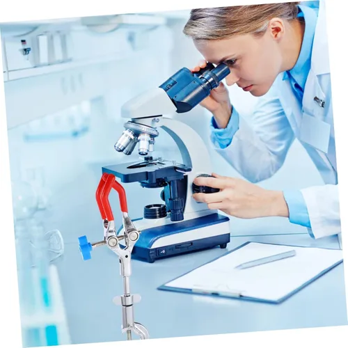 Vista 3 de Gatuida Abrazadera de dedo de 3 puntas con clip de laboratorio, abrazadera de mandíbula de mango largo, soporte de condensador para tubo de frasco