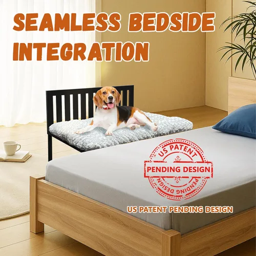 Vista 2 de Beside - Cama para perro, literas para perros de altura ajustable, marco de cama de metal para perros con cojín, tamaño mediano