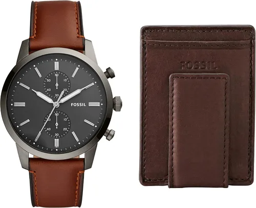 Fossil Townsman - Reloj cronógrafo de cuarzo, casual, de acero inoxidable y cuero, para hombre.