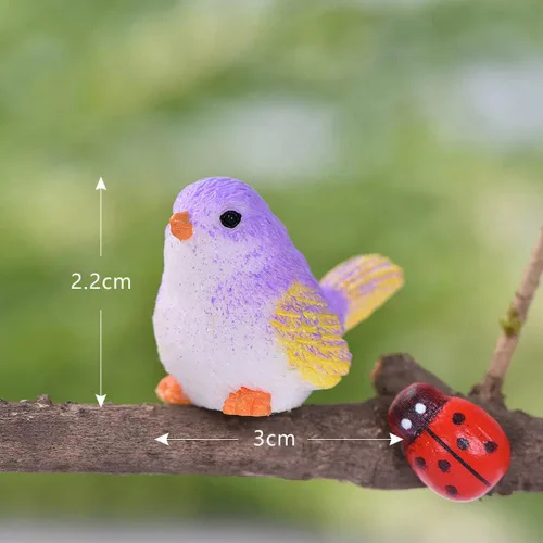 Vista 8 de MAOMIA Figuras decorativas de pájaros en miniatura, 12 piezas, mini figuras de casa de muñecas de pájaros, accesorios de decoración de jardín