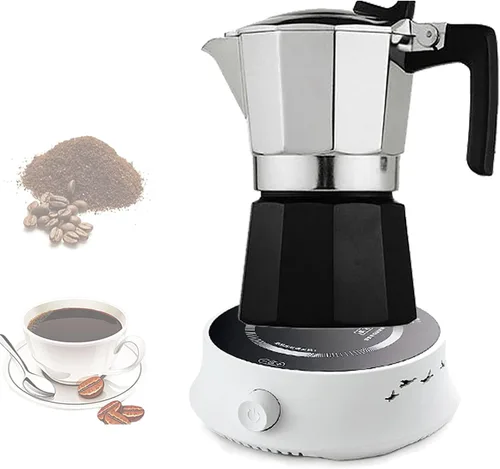 Cafetera de aluminio para estufa, 2 tazas (3 onzas - 3.0 fl oz), olla Moka para estufa de gas o eléctrica, cafetera clásica italiana y cubana, para