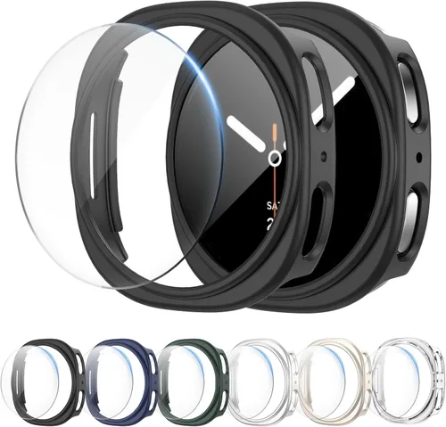 Vista 7 de Cuteey Paquete de 6+6 para Samsung Galaxy Watch 7 Protector de Pantalla de 40mm, Funda de Parachoques de PC Duro con Película de Vidrio Templado