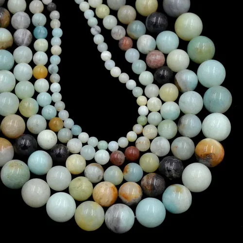 Vista 34 de AD Beads Cuentas de gema natural redondas sueltas de 15" para pulseras, collares, aretes, joyería, manualidades DIY (4mm, turquesa africana)