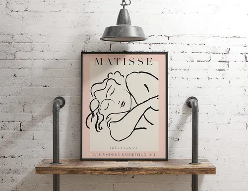 Vista 2 de Sage Light Design Co Matisse - Póster de exposición de la mujer dormida 11 x 14 pulgadas, sin marco, abstracto, rosa, neutro y blanco, minimalista