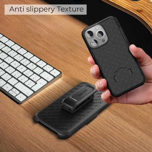 Vista 9 de MOTIVE Funda con Soporte para iPhone 14 Pro Max, funda con clip para cinturón para iPhone de Apple, combo de carcasa con soporte 14 Pro Max, funda