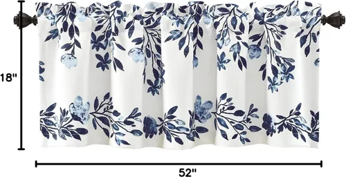 Vista 9 de Lush Decor Tanisha Cenefa de cortina – Filtrado de luz, estampado floral de vid, hermoso, moderno, elegante decoración del hogar – 52 pulgadas