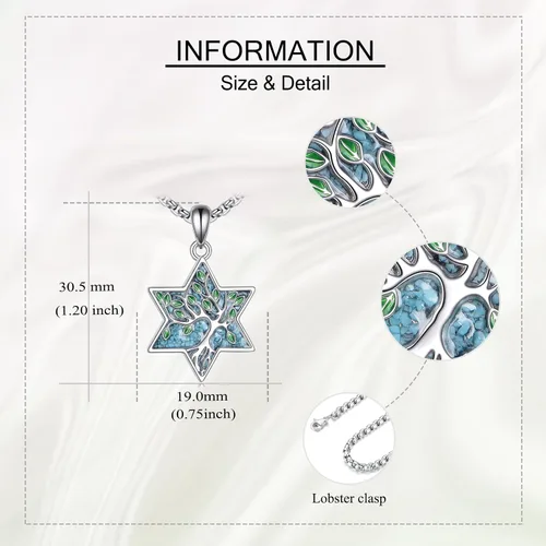 Vista 23 de ONEFINITY Collar de plata de ley 925 con diseño de árbol de la vida con colgante de nudo celta de concha de abulón para mujer