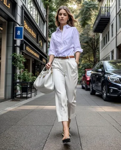 Vista 3 de HOTOUCH Camisa de manga 34 con botones para mujer, blusas de trabajo ajustadas, camisas de vestir de algodón, camisas de oficina