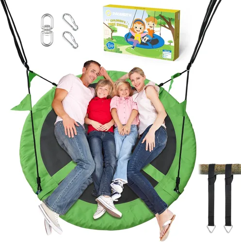 Vista 10 de PACEARTH Columpio de árbol de 40 pulgadas, capacidad de peso de 900 libras, 2 correas colgantes adicionales, cuerdas ajustables de múltiples hebras