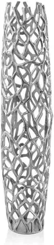 Modern Day Accents - Jarrón de suelo, forma de barril y con diseño de ramas delgadas, tamaño XL, plateado, llamativo, grande, de aluminio, moderno