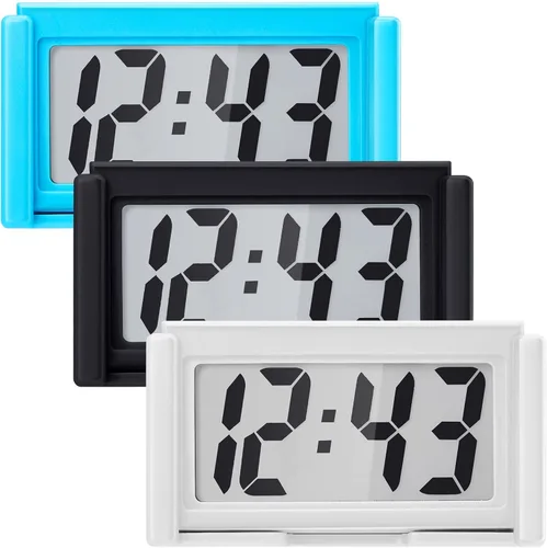 Vista 27 de Frienda 3 piezas Mini reloj digital pequeño reloj digital Stick en soporte autoadhesivo a batería para tablero de instrumentos de coche refrigerador