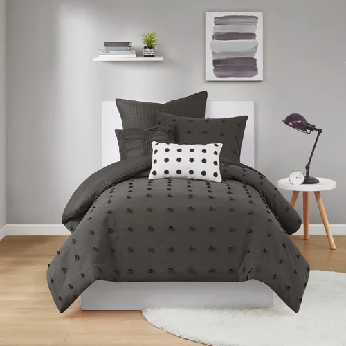Vista 26 de Urban Habitat - Juego de edredón 100% algodón Jacquard, cobertura de edredón para todas las estaciones chic que proporciona un acento desgastado