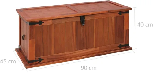 Vista 9 de Tidyard Cofre de almacenamiento de madera de acacia con pestillo y asas, baúl de madera para dormitorio, armario, hogar, decoración de muebles