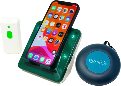 Serene Innovations Amplificador de timbre de teléfono celular y timbre inalámbrico con agitador de cama, timbre externo para teléfono celular con