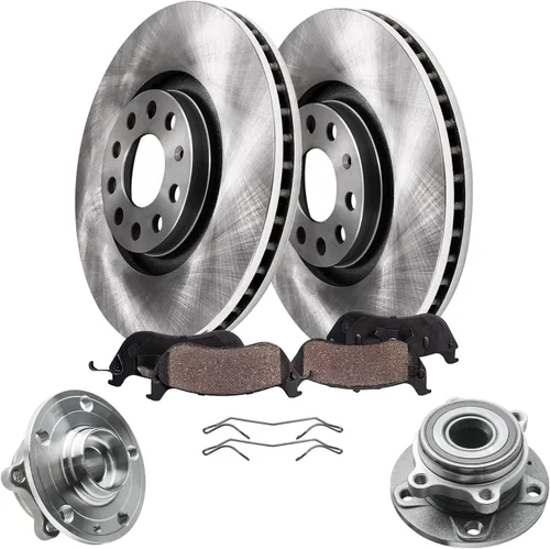 Detroit Axle - Kit de freno delantero de 6 piezas para Volkswagen Jetta Golf Eos Audi A3 Quattro, rotores de freno de disco pastillas de freno de