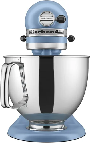 Vista 4 de KitchenAid Artisan Series KSM150PS - Batidora de pie con cabezal inclinable de 5 cuartos de galón con escudo de vertido, terciopelo azul Azul