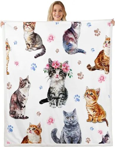 Vista 32 de Cartoon Animal Throw Flannel Blanket,Giraffe Zebra Lion Elephant Fleece Throw Blanket for Home Decor Sofa Couch,Pink Romantic Fleece Blanket,40"x50