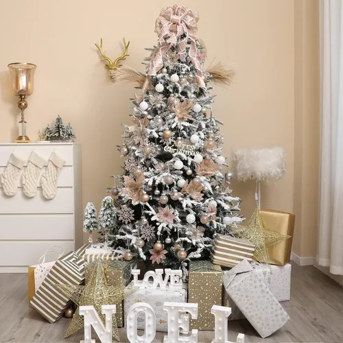 Vista 7 de Wironlst Adornos de bola de Navidad inastillables de plástico transparente grande, juego de bolas decorativas con relleno delicado