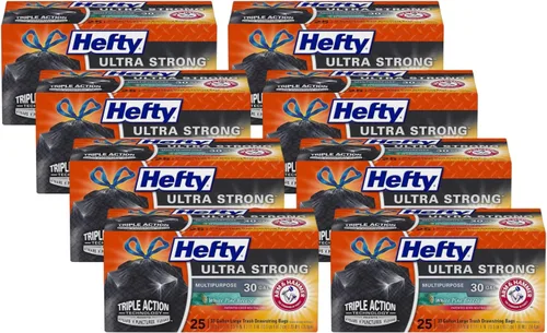 Vista 9 de Hefty Bolsas de basura ultra fuertes de 30 galones, bolsas de basura grandes de 30 galones, multiusos, cierre de cordón resistente a la rotura