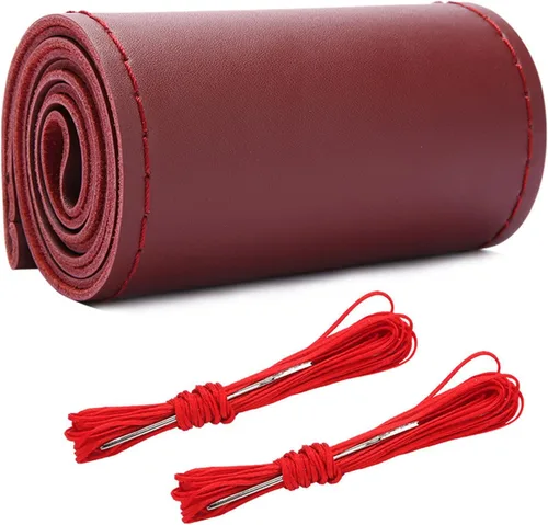 Vista 13 de Wevdn Funda de Volante de Cuero Genuino, Envolvente de Coser, Protector de Volante de Costura DIY, Protector de Volante de 15 Pulgadas Transpirable