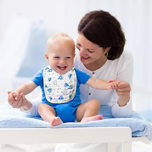 Vista 5 de BUoonyer 10 baberos de algodón de muselina a presión, baberos bandana para bebé, bufanda de algodón absorbente suave ajustable