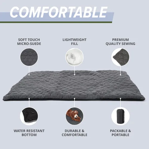 Vista 4 de Meadowlark Cama para perros de 36 x 28 pulgadas, portátil, ligera, para perros pequeños y medianos, impermeable, antideslizante, de microgamuza