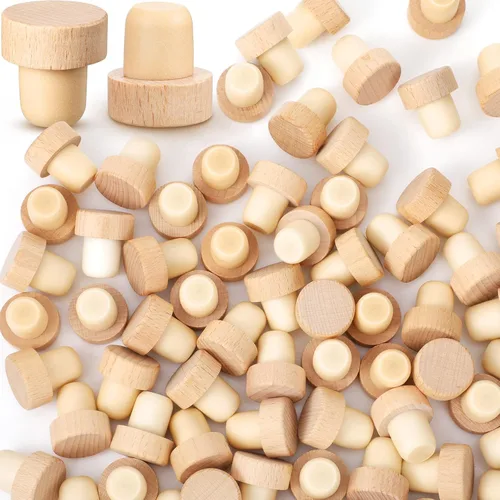 Vista 11 de Yalikop Tapones de corcho reutilizables en forma de T, 12 tapones de madera y goma para botellas de vino y cerveza