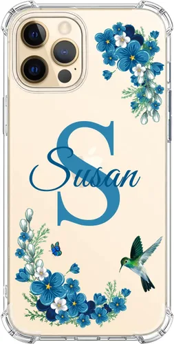 Vista 12 de IKPYTREE Funda Transparente de Cristal con Nombre Personalizado e Inicial, Compatible con iPhone 16 Pro Max 15 Plus 14 13 12 11 Xs Max XR 8 7 6 Plus