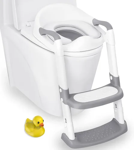 Vista 8 de JASSONE® Asiento de entrenamiento para ir al baño, taburete para niños pequeños, inodoro 2 en 1 para niños, asiento de bebé con protector contra