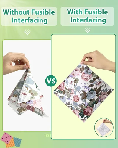 Vista 5 de PLANTIONAL Entretela Fusible de Algodón Tejido Termoadhesiva: 10.6 pulgadas X 10 yardas Blanco Peso Medio 100% Algodón Entretela de Una Cara